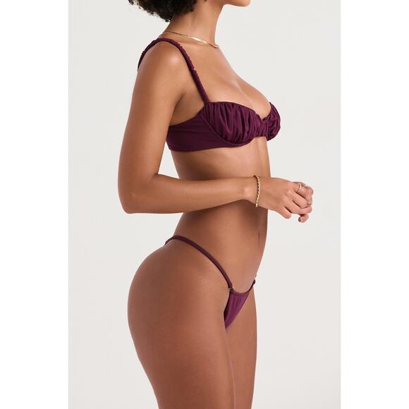 House of CB Women's Ravello Prune High Leg Thong Bikini Bottom Size M NWT - Picture 4 of 12